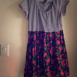 Torrid Stripe and Floral Skater Dress with Pockets